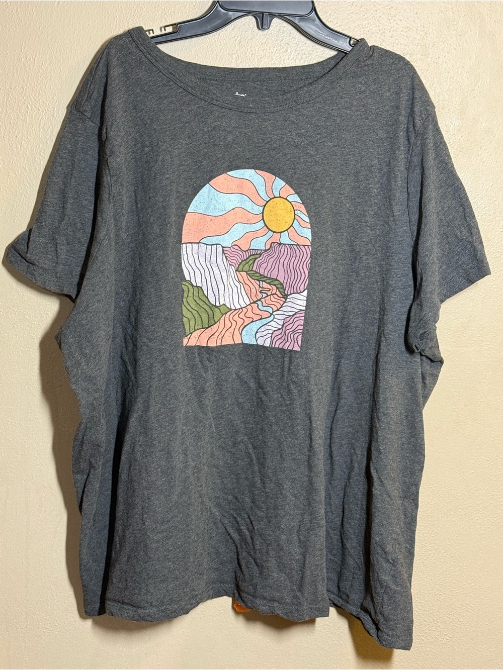 Dip Charcoal Retro Sunset Landscape Tee Sz 3X